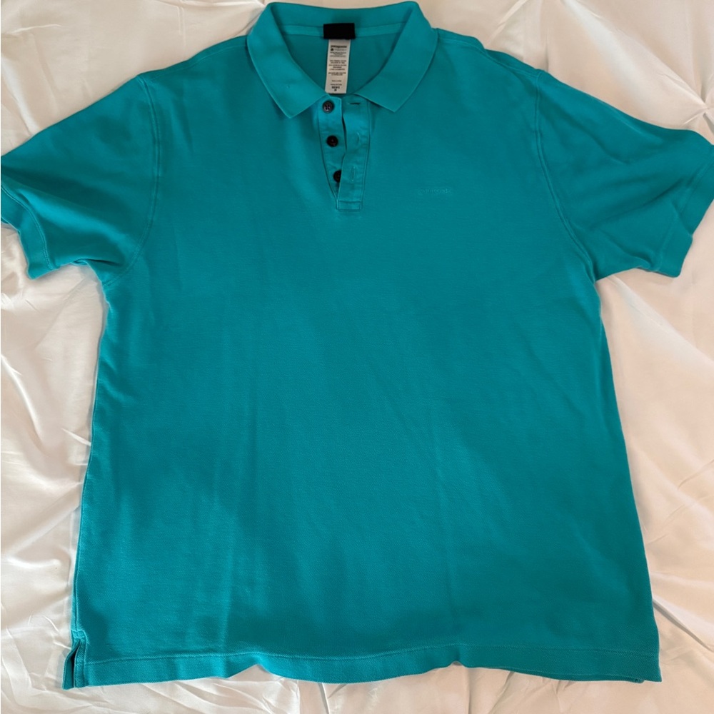 Patagonia Men's Teal Medium Polo Shirt EUC